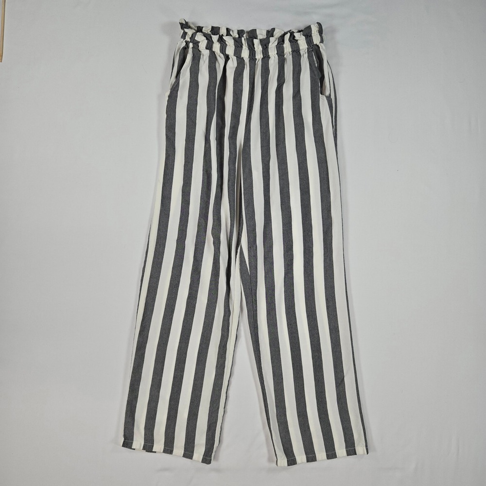 American Eagle Women Small Striped‎ Wide Leg Pants Preppy Art Teacher Chic